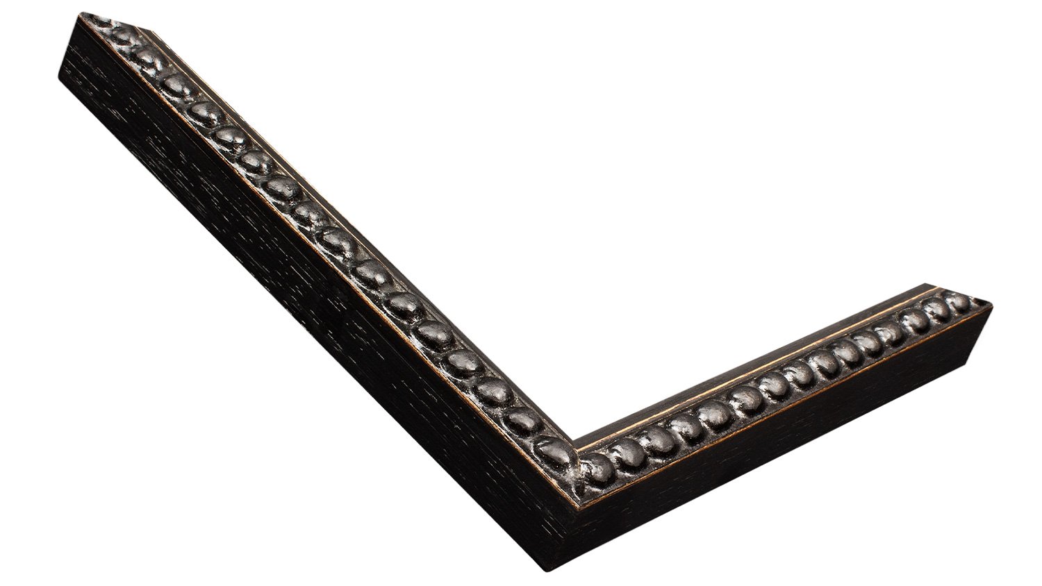 Black, Pearl Beaded frame moulding, corner sample
