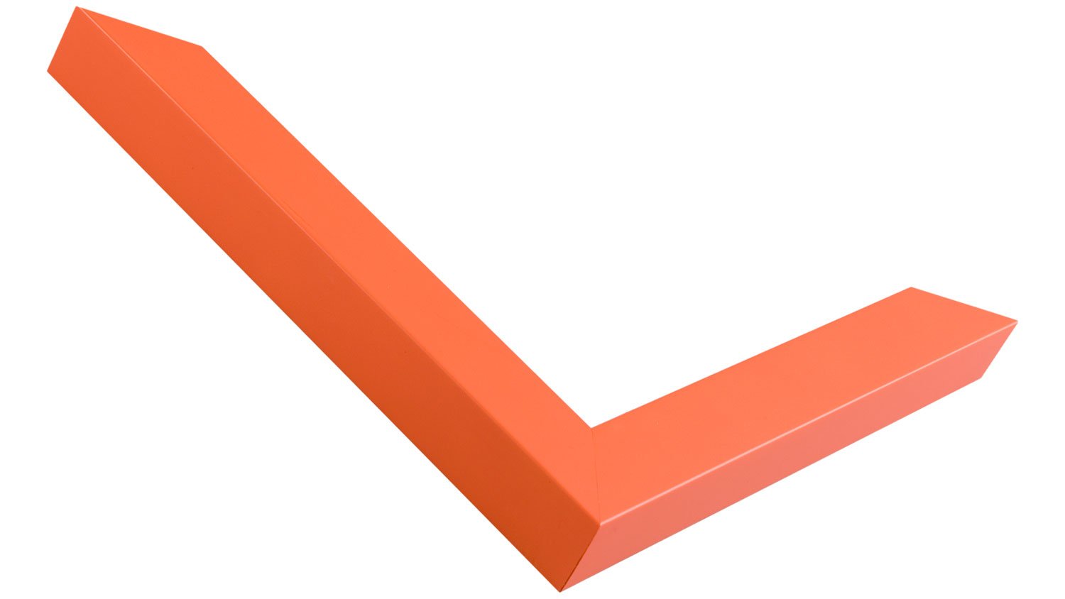 Naked frame corner sample, signal orange lacquer