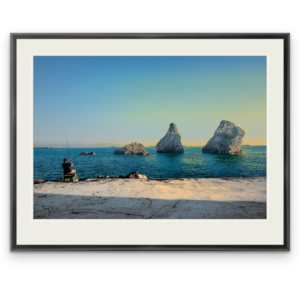 Il Pescatore print by Ralph Vitolo in a black frame